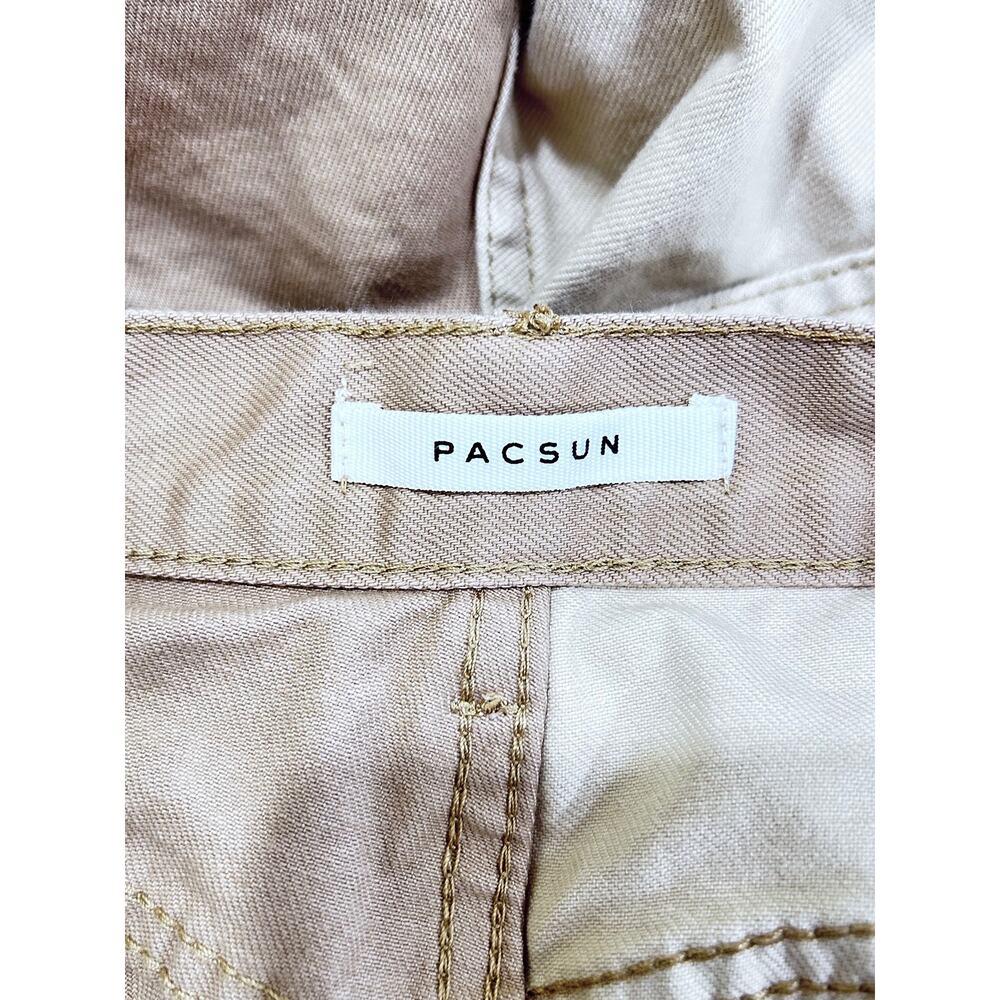 Pacsun Beige Cream Two-Tone Paneled High Waist Button Fly Straight Leg Dad Jean - Picture 8 of 11